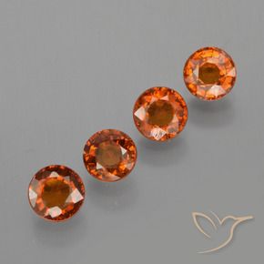 Gemas de Hilo de espesartita Naranja fuego natural de 1.79 ct, Redondo, VS