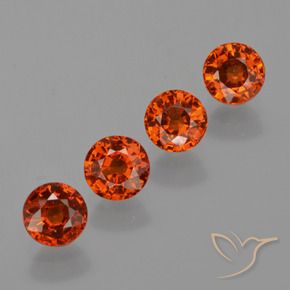 Gemas de Hilo de espesartita Naranja rojizo natural de 3.01 ct, Redondo, VS