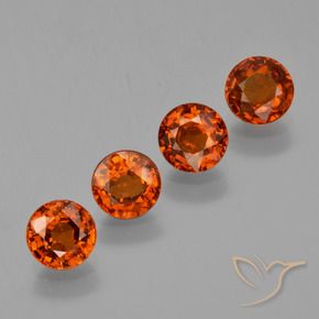 Gemas de Hilo de espesartita Naranja fuego natural de 2.86 ct, Redondo, VS