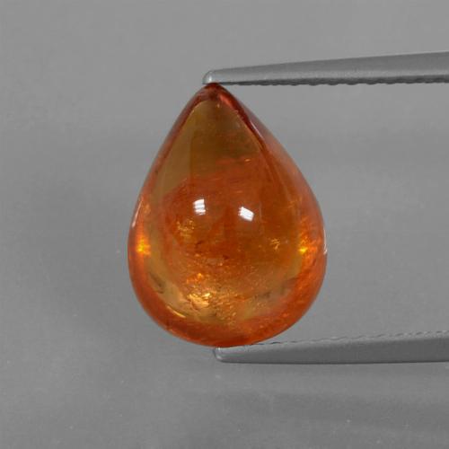 Hilo de espesartita Ámbar naranja natural de 5.39 ct, En forma de pera, Translúcido