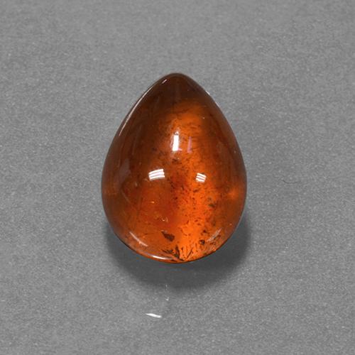 Hilo de espesartita Naranja oscuro natural de 5.89 ct, En forma de pera, Translúcido