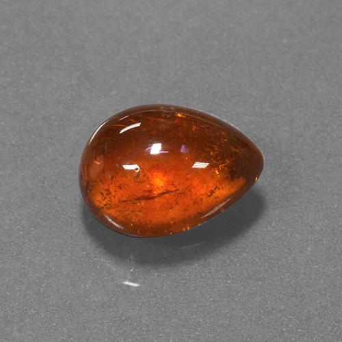 Hilo de espesartita Naranja oscuro natural de 5.89 ct, En forma de pera, Translúcido