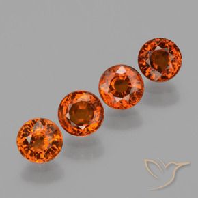 Gemas de Hilo de espesartita Rojo fuego natural de 2.20 ct, Redondo, VS