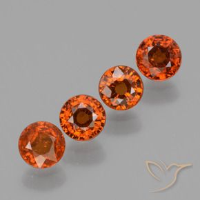 Gemas de Hilo de espesartita Naranja fuego natural de 1.84 ct, Redondo, VS