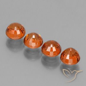 Gemas de Hilo de espesartita Naranja rojizo natural de 2.88 ct, Redondo, VS