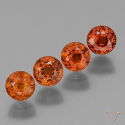 Gemas de Hilo de espesartita Naranja medio natural de 2.16 ct, Redondo, VS