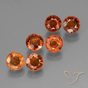 Gemas de Hilo de espesartita Naranja oscuro natural de 3.09 ct, Redondo, VS