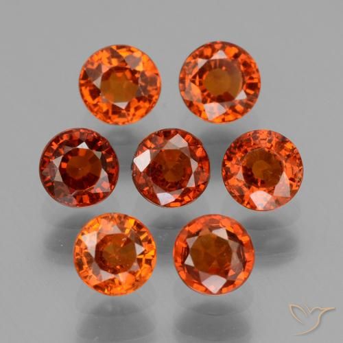 Gemas de Hilo de espesartita Naranja medio natural de 3.09 ct, Redondo, VS