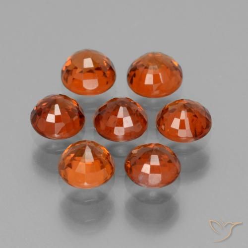 Gemas de Hilo de espesartita Naranja medio natural de 3.09 ct, Redondo, VS