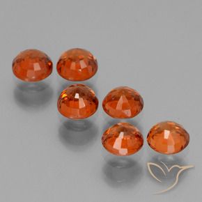 Gemas de Hilo de espesartita Naranja medio natural de 2.87 ct, Redondo, VS