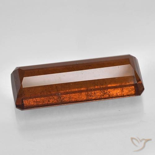 Hilo de espesartita Rojo naranja oscuro natural de 13.99 ct, corte esmeralda, SI