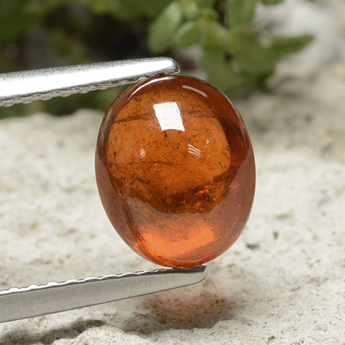 Hilo de espesartita Ámbar naranja natural de 2.95 ct, Corte Óvalo, Translúcido