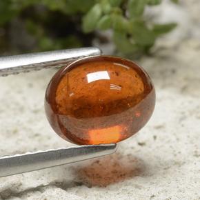 Hilo de espesartita Ámbar naranja natural de 2.95 ct, Corte Óvalo, Translúcido