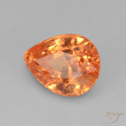 Hilo de espesartita Naranja medio natural de 0.86 ct, En forma de pera, VS-SI