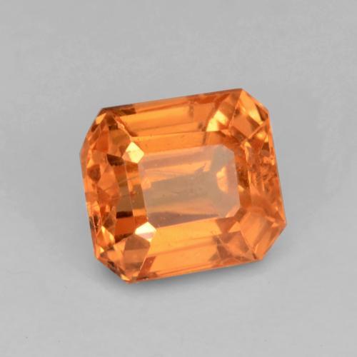 Granate espesartita naranja natural de 0,91 ct, corte esmeralda, VS-SI