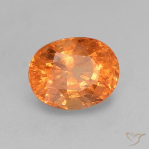 Granate espesartita naranja natural de 0,83 ct, corte óvalo, VS-SI