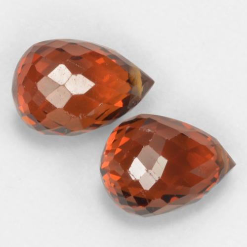 Gemas de Hilo de espesartita Rojo ámbar oscuro natural de 2.30 ct, Corte Briolette, VVS-VS