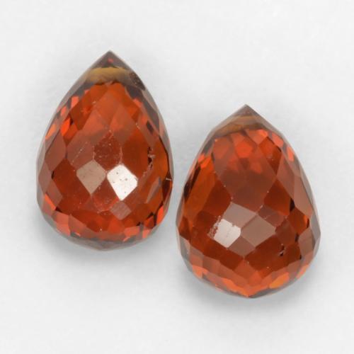 Gemas de Hilo de espesartita Rojo ámbar oscuro natural de 2.30 ct, Corte Briolette, VVS-VS