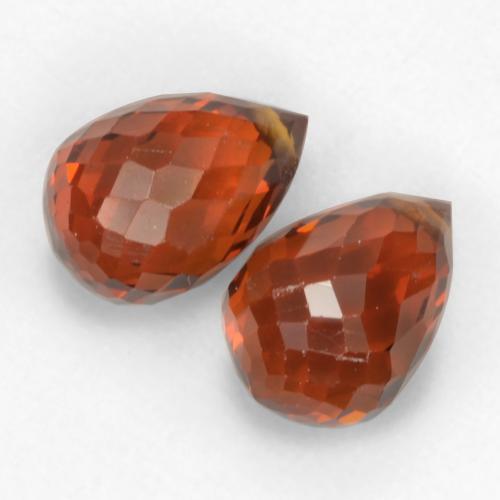 Gemas de Hilo de espesartita Rojo ámbar oscuro natural de 2.30 ct, Corte Briolette, VVS-VS
