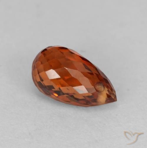 0.93ct Natural Rojo ámbar oscuro Hilo de espesartita, Corte Briolette, VS