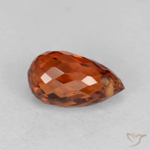 Hilo de espesartita Rojo ámbar oscuro natural de 0.93 ct, Corte Briolette, VS
