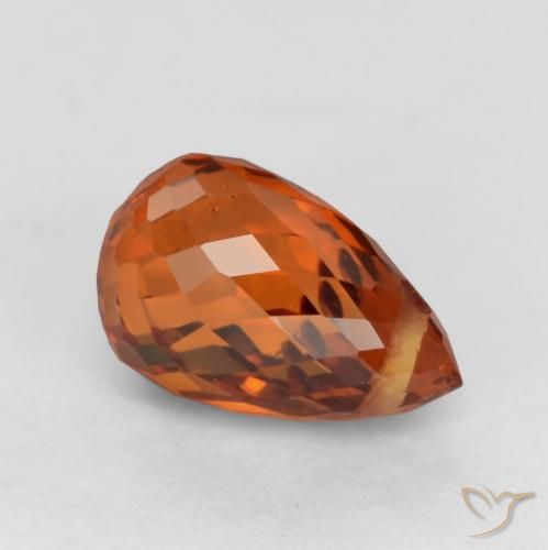 Hilo de espesartita Ámbar naranja natural de 1.23 ct, Corte Briolette, VS-SI
