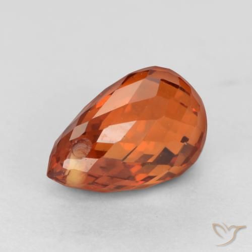 Hilo de espesartita Ámbar naranja natural de 1.23 ct, Corte Briolette, VS-SI