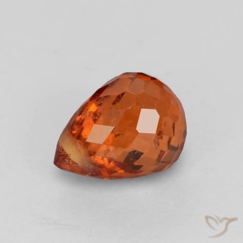 Hilo de espesartita Rojo ámbar oscuro natural de 0.97 ct, Corte Briolette, VS-SI