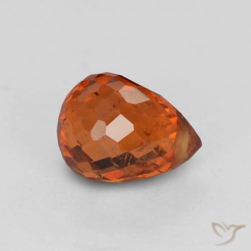Hilo de espesartita Rojo ámbar oscuro natural de 0.97 ct, Corte Briolette, VS-SI