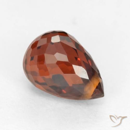 Granate espesartita naranja rojizo intenso natural de 1,36 ct, briolette, VS