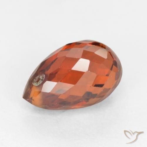 Granate espesartita rojo natural de 1,51 ct, briolette, VS