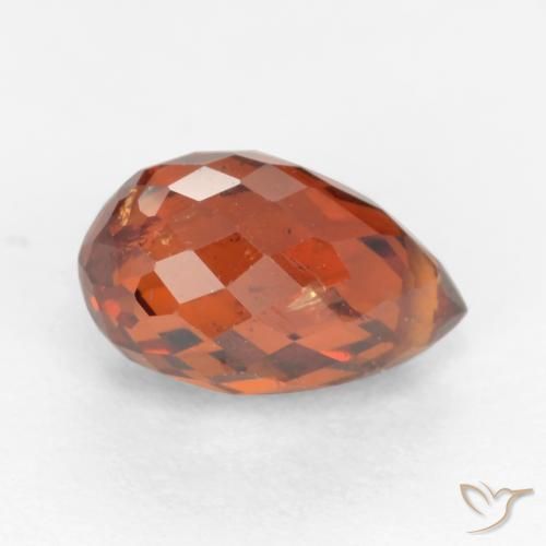 Granate espesartita rojo natural de 1,51 ct, briolette, VS