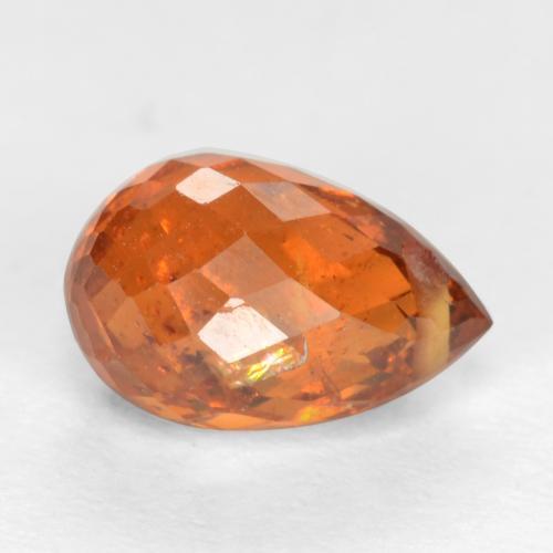 Hilo de espesartita Ámbar naranja natural de 1.89 ct, Corte Briolette, VS