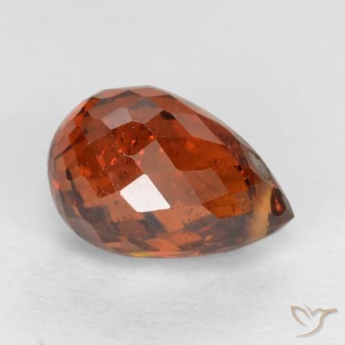 Granate espesartita rojo natural de 1,78 ct, briolette, SI
