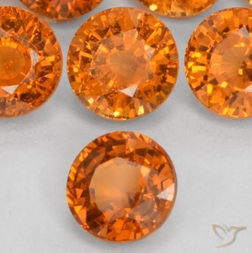 Hilo de espesartita Naranja medio natural de 0.51 ct, Redondo, VS