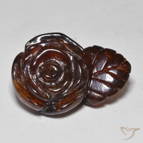 22.04ct Natural Naranja oscuro Hilo de espesartita, Corte Flor, Translúcido