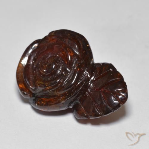 Hilo de espesartita Naranja oscuro natural de 22.04 ct, Corte Flor, Translúcido