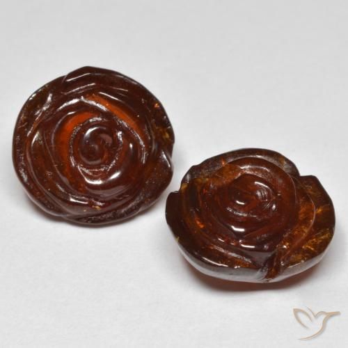 Gemas de Hilo de espesartita Naranja oscuro natural de 27.81 ct, Corte Flor, Translúcido