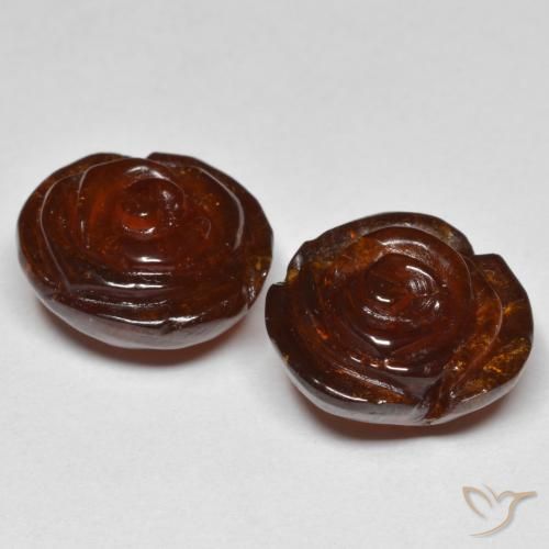 Gemas de Hilo de espesartita Naranja oscuro natural de 27.81 ct, Corte Flor, Translúcido