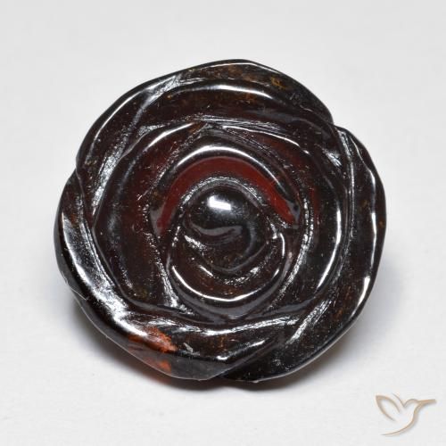 22.97ct Natural Marrón oscuro medio Hilo de espesartita, Corte Flor, Translúcido