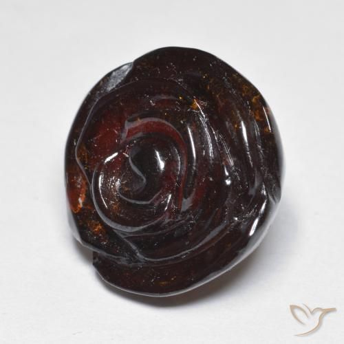 Hilo de espesartita Marrón oscuro medio natural de 22.97 ct, Corte Flor, Translúcido