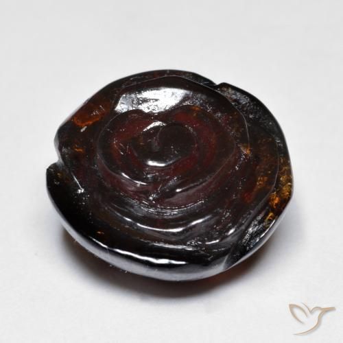 Hilo de espesartita Marrón oscuro medio natural de 22.97 ct, Corte Flor, Translúcido