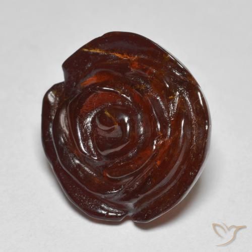 17.78ct Natural Marrón oscuro medio Hilo de espesartita, Corte Flor, Translúcido