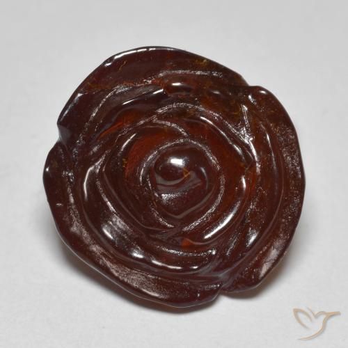 Hilo de espesartita Marrón oscuro medio natural de 17.78 ct, Corte Flor, Translúcido