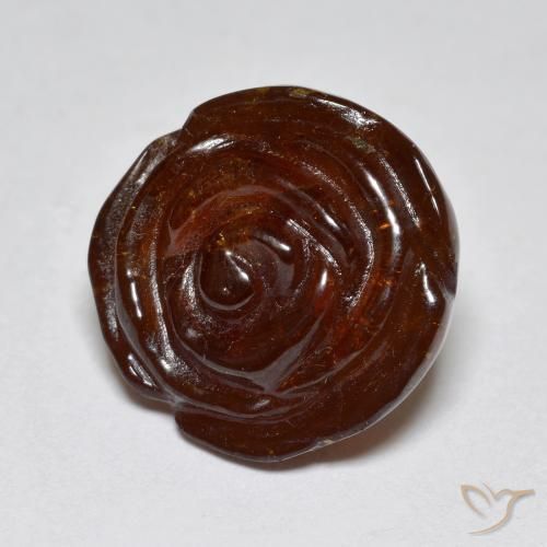 Hilo de espesartita Marrón rojizo natural de 15.68 ct, Corte Flor, Translúcido