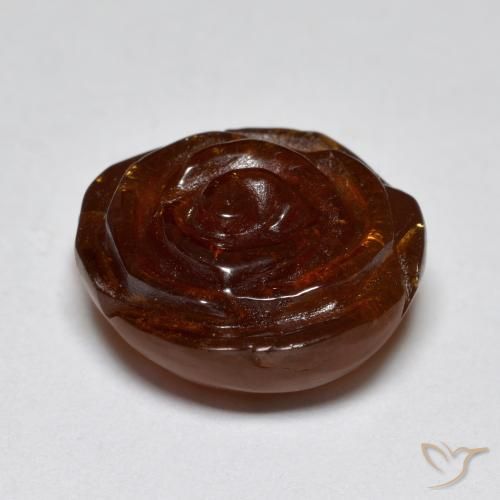Hilo de espesartita Marrón rojizo natural de 15.68 ct, Corte Flor, Translúcido