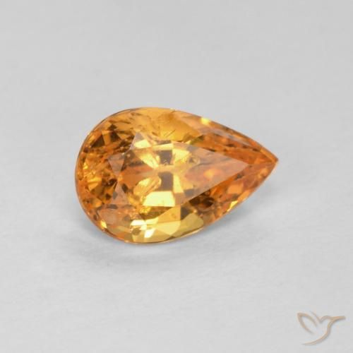 Granate espesartita naranja natural de 0,58 ct, en forma de pera, VS-SI