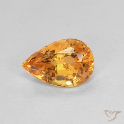 Granate espesartita naranja natural de 0,58 ct, en forma de pera, VS-SI