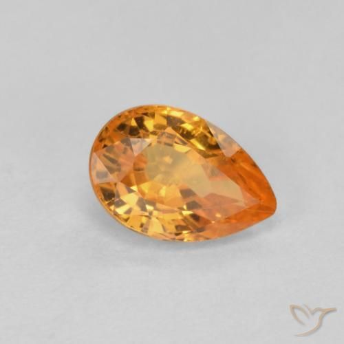 0.58ct Natural Naranja medio Hilo de espesartita, En forma de pera, VS-SI