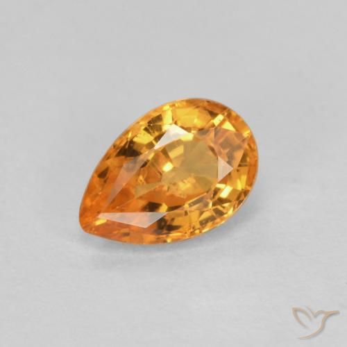 Hilo de espesartita Naranja medio natural de 0.58 ct, En forma de pera, VS-SI